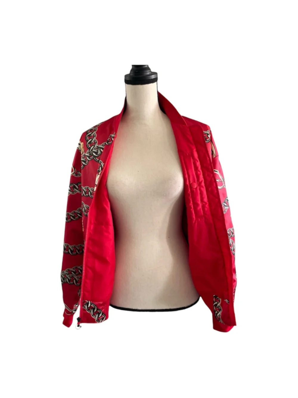 Women Nike Satin Chain Red Jacket Size Medium